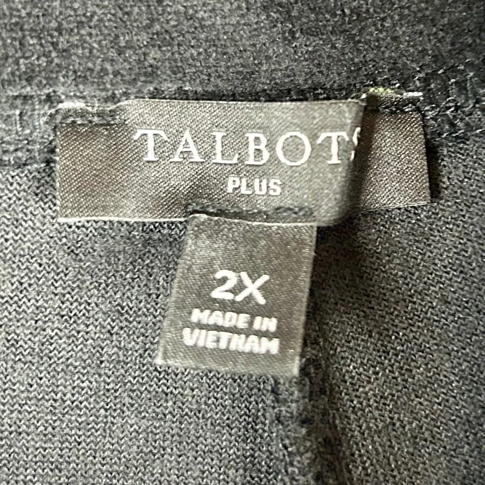 Talbots Plus Women 2X Black Velour Knit Straight Leg Elastic Waist Pants Holiday